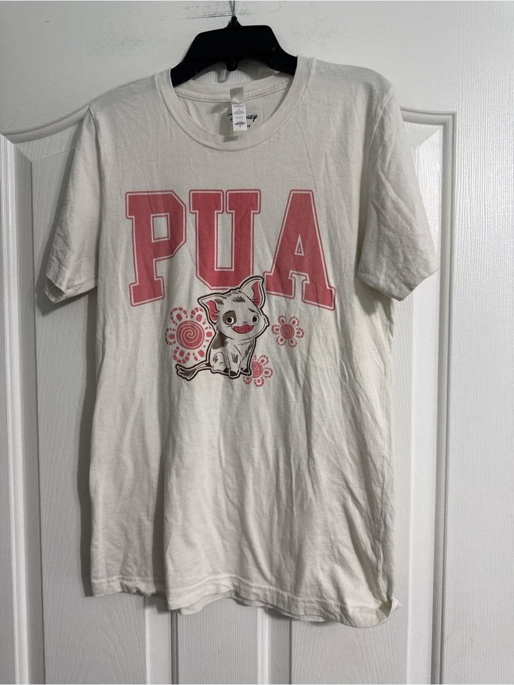 Disney White Tee with Pink PUA and Piglet Graphic